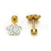 Stainless Steel Stud Earring, Flower Design, with Aurore Boreale Crystal, Polished, Golden Finish, 02.271.0020.1