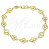Oro Laminado Fancy Bracelet, Gold Filled Style Four-leaf Clover Design, Polished, Golden Finish, 03.326.0015.07