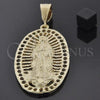 Oro Laminado Religious Pendant, Gold Filled Style Guadalupe Design, Polished, Golden Finish, 5.185.003