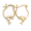 Oro Laminado Small Hoop, Gold Filled Style Dolphin Design, Polished, Golden Finish, 02.58.0070.12