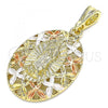 Oro Laminado Religious Pendant, Gold Filled Style Polished, Tricolor, 05.380.0080
