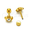 Stainless Steel Stud Earring, Flower Design, with White Crystal, Polished, Golden Finish, 02.271.0019.9