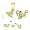Oro Laminado Fancy Pendant, Gold Filled Style Elephant Design, White Enamel Finish, Golden Finish, 05.253.0119