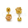 Stainless Steel Stud Earring, Heart Design, with Champagne Cubic Zirconia, Polished, Golden Finish, 02.271.0009.6
