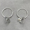 Sterling Silver Small Hoop, Heart Design, with Ivory Pearl, Polished, Silver Finish, 02.401.0018.15