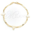 Oro Laminado Fancy Bracelet, Gold Filled Style Hand of God and Mariner Design, Polished, Golden Finish, 03.58.0074.07