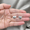 Sterling Silver Stud Earring, Heart Design, Polished, Silver Finish, 02.407.0005