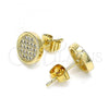 Oro Laminado Stud Earring, Gold Filled Style with White Micro Pave, Polished, Golden Finish, 02.344.0125