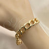 Oro Laminado Fancy Bracelet, Gold Filled Style Chunky Design, Diamond Cutting Finish, Golden Finish, 03.331.0149.09