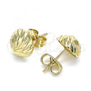 Oro Laminado Stud Earring, Gold Filled Style Diamond Cutting Finish, Golden Finish, 02.100.0055.1