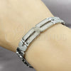 Stainless Steel Solid Bracelet, Greek Key Design, Polished, Two Tone, 03.114.0283.2.08