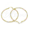 Oro Laminado Large Hoop, Gold Filled Style Diamond Cutting Finish, Tricolor, 02.213.0252.1.60