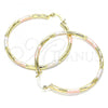Oro Laminado Large Hoop, Gold Filled Style Diamond Cutting Finish, Tricolor, 02.213.0248.50