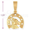 Oro Laminado Fancy Pendant, Gold Filled Style Horse Design, Polished, Golden Finish, 5.180.020