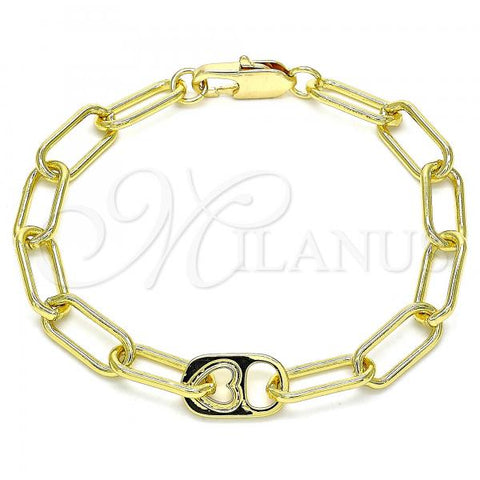 Oro Laminado Fancy Bracelet, Gold Filled Style Paperclip Design, Polished, Golden Finish, 03.341.0082.08