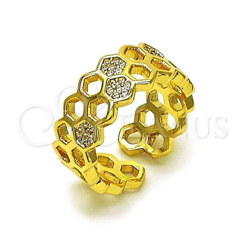 Oro Laminado Multi Stone Ring, Gold Filled Style with White Micro Pave, Polished, Golden Finish, 01.196.0016