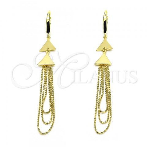 Sterling Silver Long Earring, Polished, Golden Finish, 02.186.0174