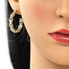 Oro Laminado Medium Hoop, Gold Filled Style Little Girl Design, with White Micro Pave, Polished, Golden Finish, 02.210.0790.30