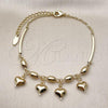 Oro Laminado Charm Anklet , Gold Filled Style Heart and Rolo Design, Polished, Golden Finish, 03.383.0034.10