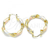 Oro Laminado Medium Hoop, Gold Filled Style Diamond Cutting Finish, Tricolor, 02.170.0346.30