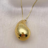 Oro Laminado Pendant Necklace, Gold Filled Style Teardrop Design, Polished, Golden Finish, 04.368.0012.18