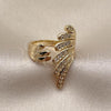 Oro Laminado Multi Stone Ring, Gold Filled Style Wings Design, with White Cubic Zirconia, Polished, Golden Finish, 01.266.0060