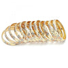 Gold Plated Dozen Bangle, Diamond Cutting Finish, Tricolor, 03.08.0088.01 (06 MM Thickness, Size 1 - 1.50 Diameter)
