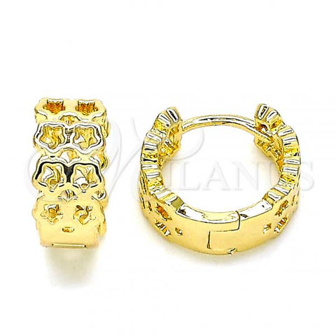 Oro Laminado Huggie Hoop, Gold Filled Style Star Design, Polished, Golden Finish, 02.195.0122.15