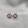 Sterling Silver Stud Earring, Flower Design, with Garnet Crystal, Polished, Silver Finish, 02.406.0014.01