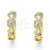 Oro Laminado Huggie Hoop, Gold Filled Style Heart Design, with White Cubic Zirconia, Polished, Golden Finish, 02.237.0029.3.15