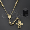 Oro Laminado Medium Rosary, Gold Filled Style Divino Niño and Virgen Maria Design, Polished, Golden Finish, 5.218.003.24