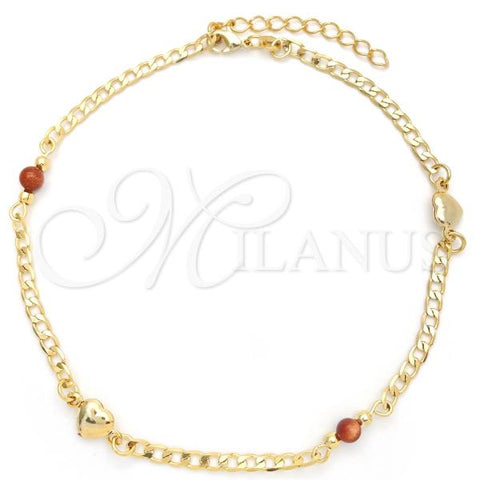 Oro Laminado Basic Anklet, Gold Filled Style Curb Design, Polished, Golden Finish, 03.02.0093.10