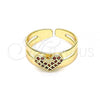 Oro Laminado Baby Ring, Gold Filled Style Heart Design, with Garnet Micro Pave, Polished, Golden Finish, 01.233.0020.1 (One size fits all)