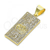 Oro Laminado Religious Pendant, Gold Filled Style with White Micro Pave, Polished, Golden Finish, 05.342.0070