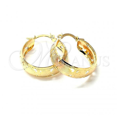 Oro Laminado Small Hoop, Gold Filled Style Diamond Cutting Finish, Tricolor, 02.21.0246