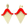 Oro Laminado Long Earring, Gold Filled Style Orange Resin Finish, Golden Finish, 02.09.0103.2