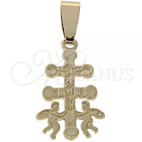 Oro Laminado Religious Pendant, Gold Filled Style Crucifix Design, Golden Finish, 5.190.005