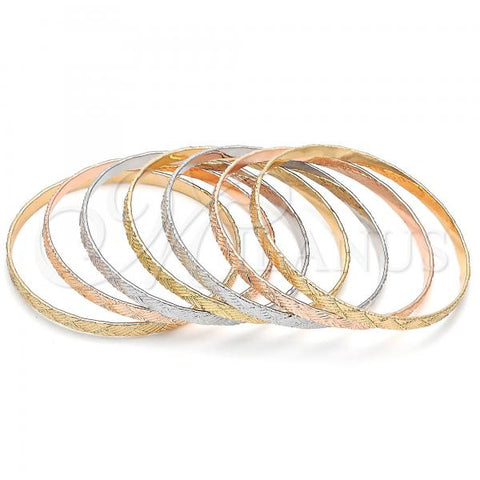 Oro Laminado Semanario Bangle, Gold Filled Style Polished, Tricolor, 07.252.0075.1.06