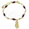 Oro Laminado Charm Anklet , Gold Filled Style Owl Design, Polished, Golden Finish, 03.213.0084.10