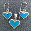 Sterling Silver Earring and Pendant Adult Set, Heart Design, with Bermuda Blue Opal, Polished, Silver Finish, 10.391.0016