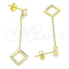 Sterling Silver Long Earring, with White Cubic Zirconia, Polished, Golden Finish, 02.366.0003.1