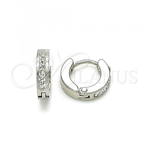 Stainless Steel Huggie Hoop, with White Crystal, Polished, Steel Finish, 02.230.0044.1.10