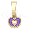 Oro Laminado Fancy Pendant, Gold Filled Style Heart Design, Purple Enamel Finish, Golden Finish, 05.163.0076.4