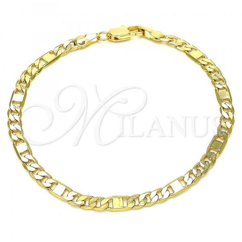 Oro Laminado Basic Bracelet, Gold Filled Style Figaro Design, Polished, Golden Finish, 04.319.0004.08