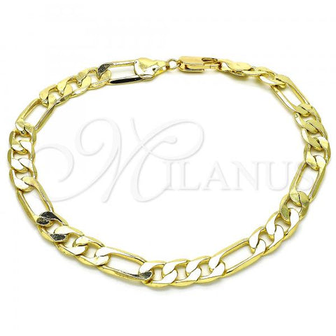 Oro Laminado Basic Anklet, Gold Filled Style Figaro Design, Polished, Golden Finish, 5.222.011.10