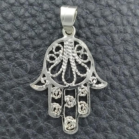 Sterling Silver Religious Pendant, Hand of God Design, Polished, Silver Finish, 05.392.0008