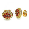Oro Laminado Stud Earring, Gold Filled Style with Garnet Cubic Zirconia, Polished, Golden Finish, 02.387.0091.1