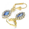 Oro Laminado Dangle Earring, Gold Filled Style with Sapphire Blue and White Crystal, Polished, Golden Finish, 02.122.0115.3