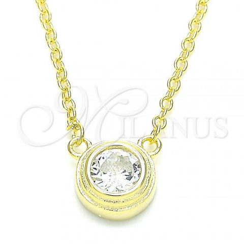 Sterling Silver Pendant Necklace, with White Cubic Zirconia, Polished, Golden Finish, 04.336.0043.2.16