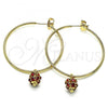 Oro Laminado Medium Hoop, Gold Filled Style with Garnet Crystal, Polished, Golden Finish, 02.63.2736.1.40